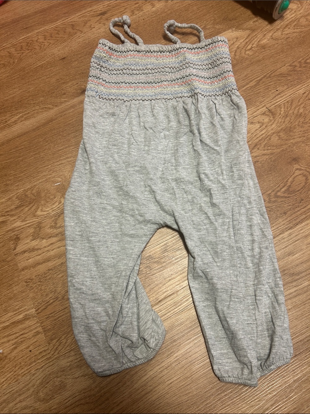 Girls' Grey Knit Smocked Waist Romper